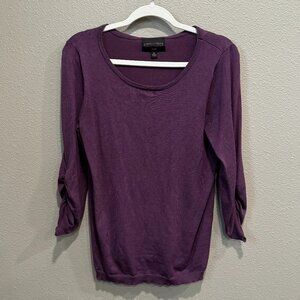 Absolutely Markle Ruched 3Q Sleeve Sweater (Purple, S)